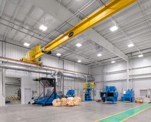 Top-Running, Single Girder Overhead Bridge Crane by CraneWerks, Inc. at Kimura America in Shelbyville, IN