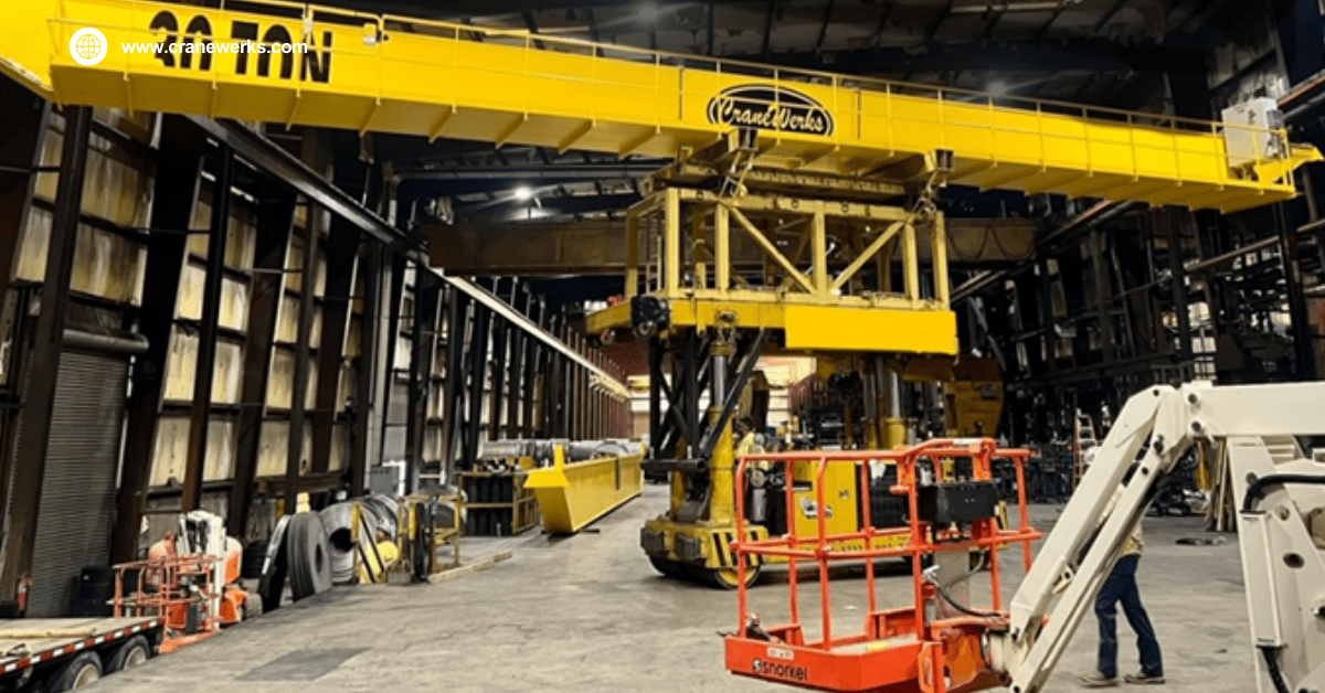 Overhead Crane Install Crew Utilizing Mobile Equipment to Train