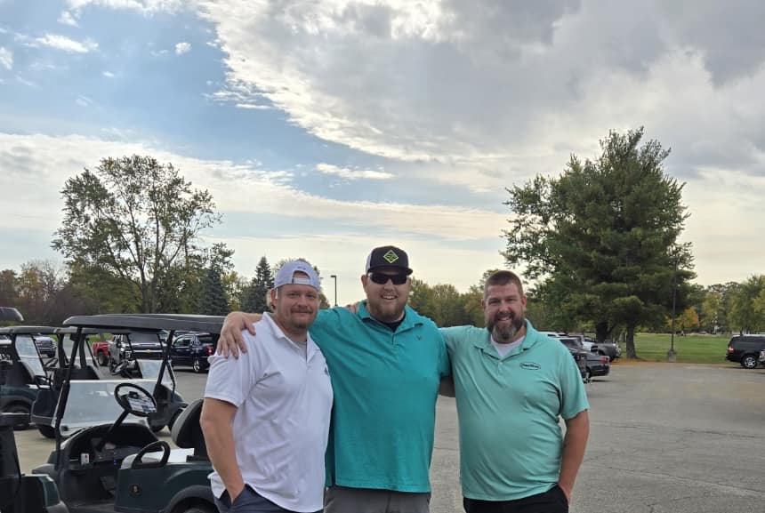Chuck Davis, Installer, Conner Fuller, Director of Strategic Solutions and Aaron Jenkins, Service Manager at Buddies on the Green Golf Classic 2025