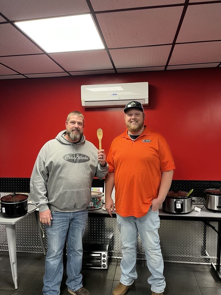 Conner Fuller, Director of Strategic Solutions and Aaron Jenkins, Service Manager winners of the 2025 Chili Cookoff
